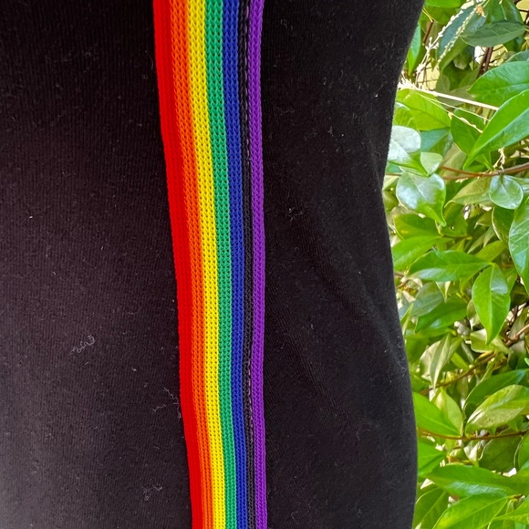 Silence + Noise rainbow  T-shirt dress. Black with rainbow stripes. Size S. - Picture 6 of 10